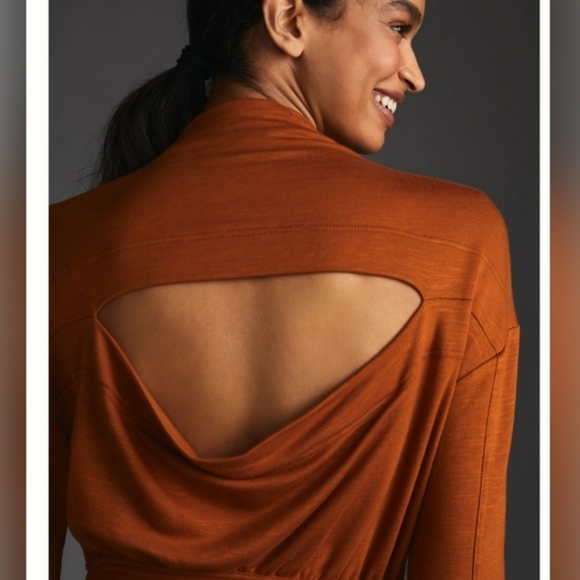 DAILY PRACTICE BY ANTHROPOLOGIE RUCHED COZY OPEN BACK DRESS.          SIZE XS - Picture 2 of 4